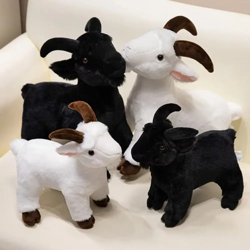 Plushie Sheep Toy Cute Animal Baby Goat Plush Doll PP Cotton Fluffy Horned Sheep Plush Toys Lovely Soft Room Decoration