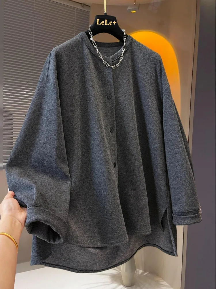 

Женский утепленный кардиган на пуговицах больших размеров, свободный топ для осени, большие размеры, 300 Pou