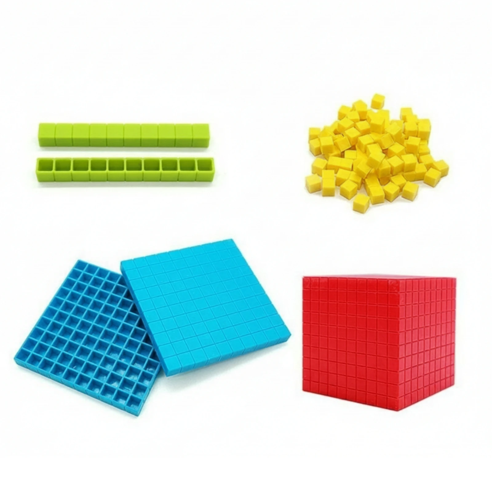 121 Pieces Base Ten Blocks Plastic Place Value Blocks Base Ten Set Colorful Complete for Teachers, Classroom, Homeschool
