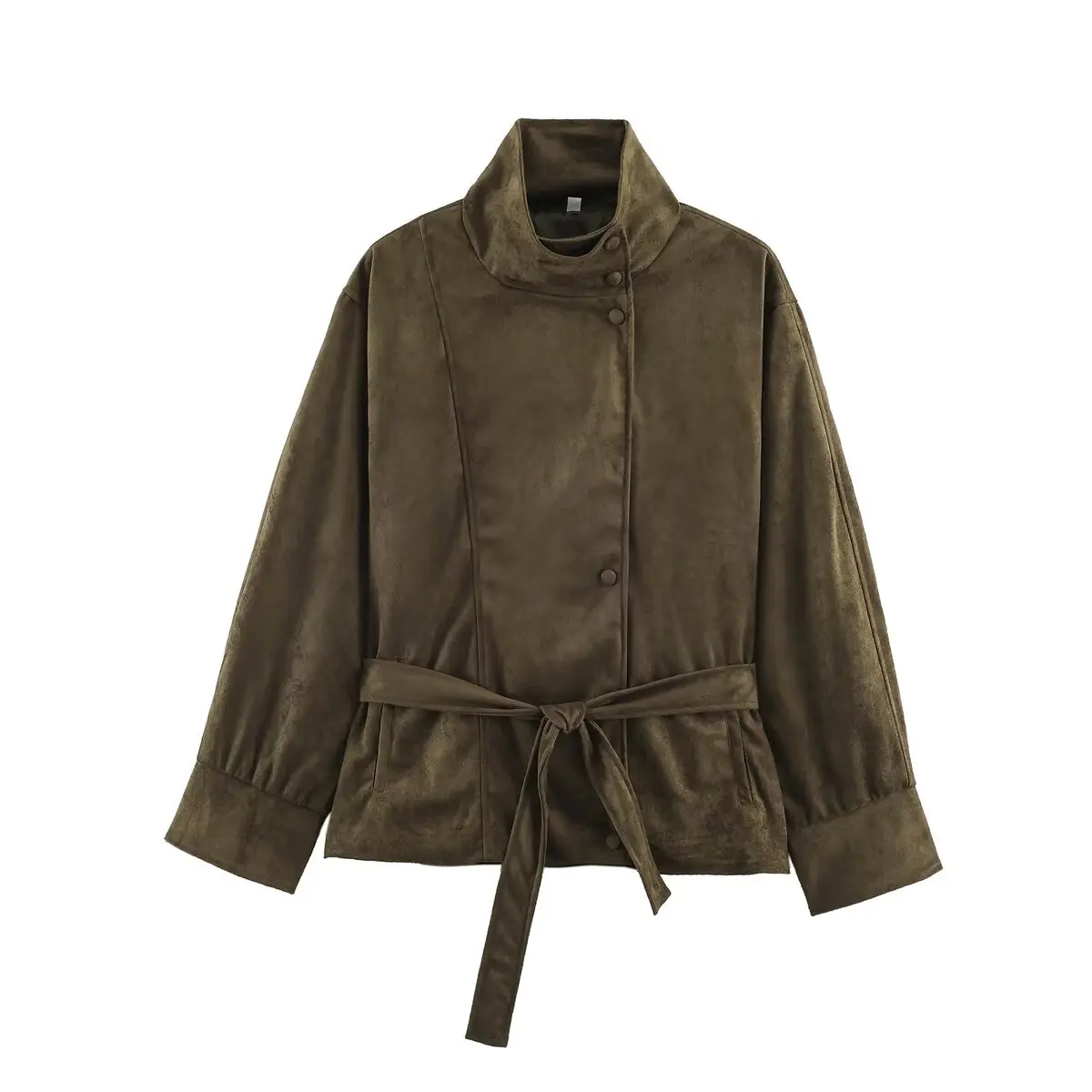 Women's Jacket 2026 Fall/Winter New Fashion Belt High-Neck Suede Casual Elegant Chic Generous Women's Coat