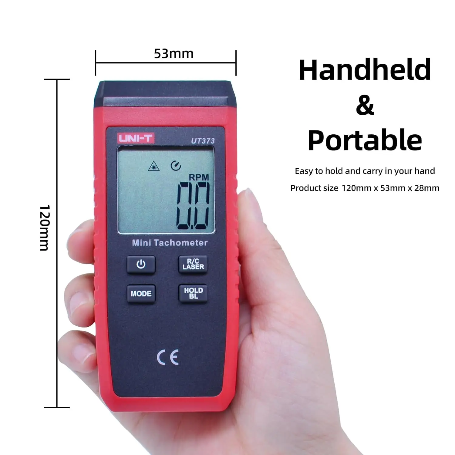 UNI-T UT373 Mini Digital Speed Meter 10~99999 RPM Non-Contact Tachometer Backlight Max/Min/Data Hold Energy Meters