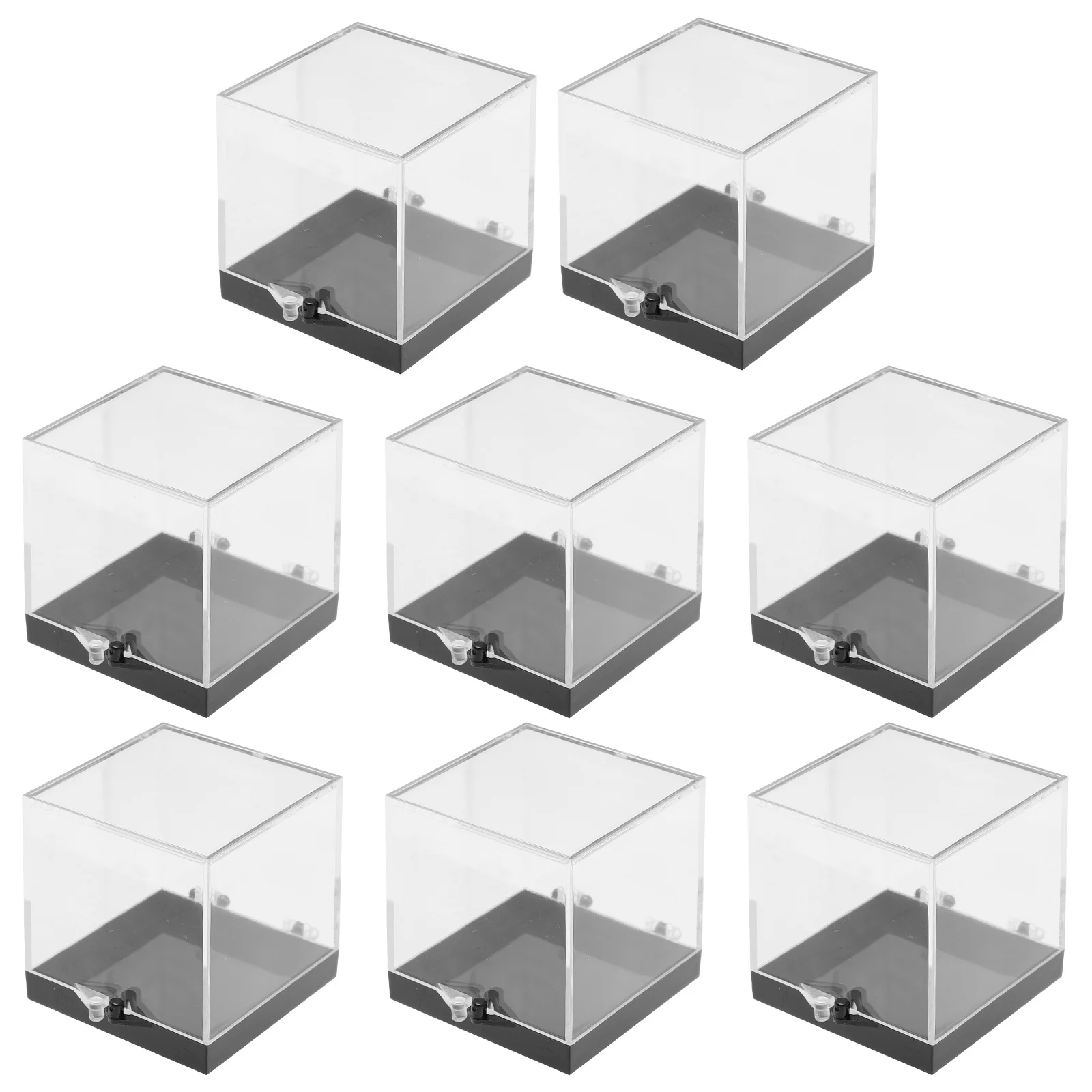 8Pcs Transparent Square Plastic Mineral Specimen Display Container Durable Organizer Storage Box Mineral Specimen Box
