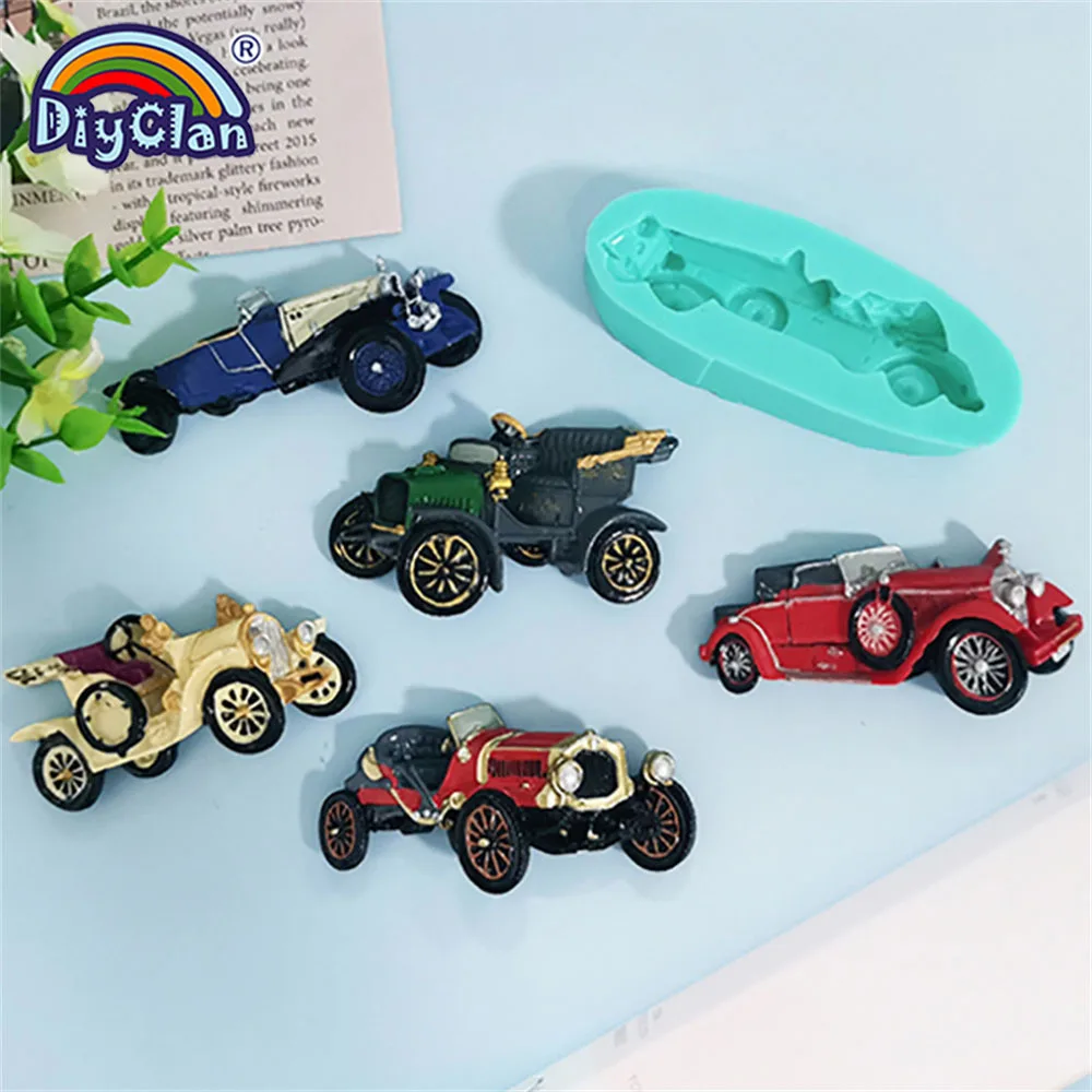 10 Style Vintage Car Silicone Fondant Molds Cake Decorating Tools For Chocolate Polymer Clay Sugarcraft Mould Baking Tools