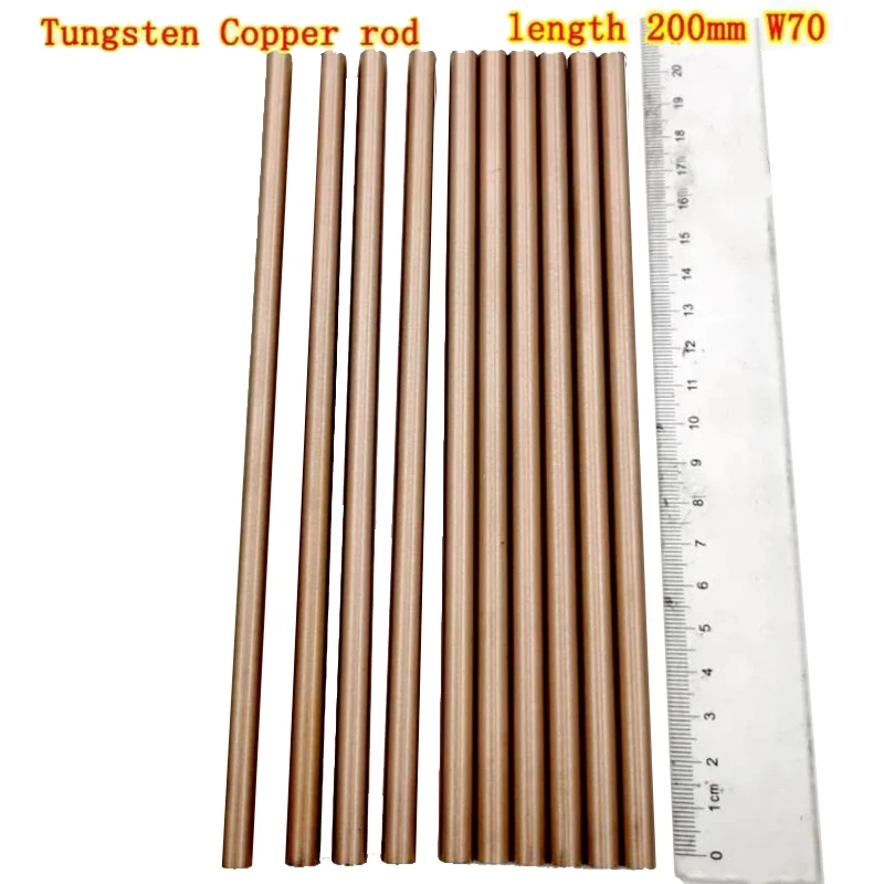 1Pcs W70 Tungsten Copper Bar 1mm 1.5mm 2mm-10mm Diameter Tungsten Copper Alloy Good Electric Spark Put Electric Rod Length 200mm