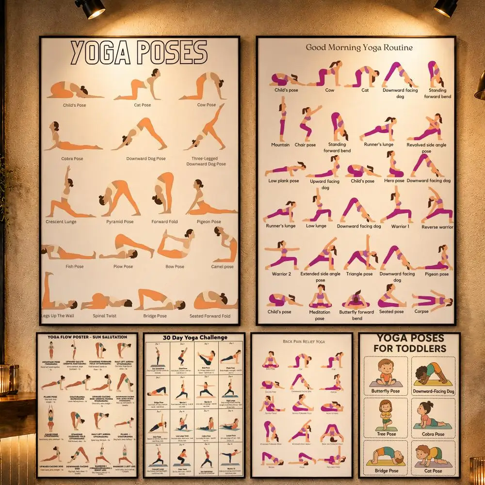 Wellness Art Y-YogaS Poster Vintage Retro Anime Poster Stickers Peel and Stick Wall Art Home Decor