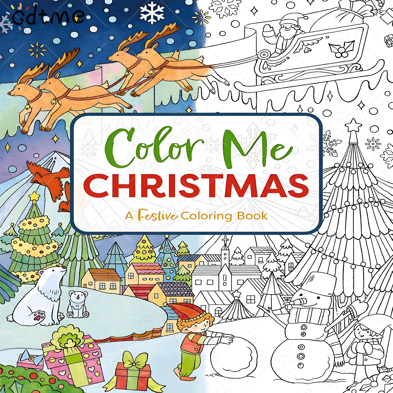 Cozy Christmas Coloring Book for Adult and Teen Cartoon Christmas Santa Claus Snowman Coloring Book Crective Leisure Party Gift