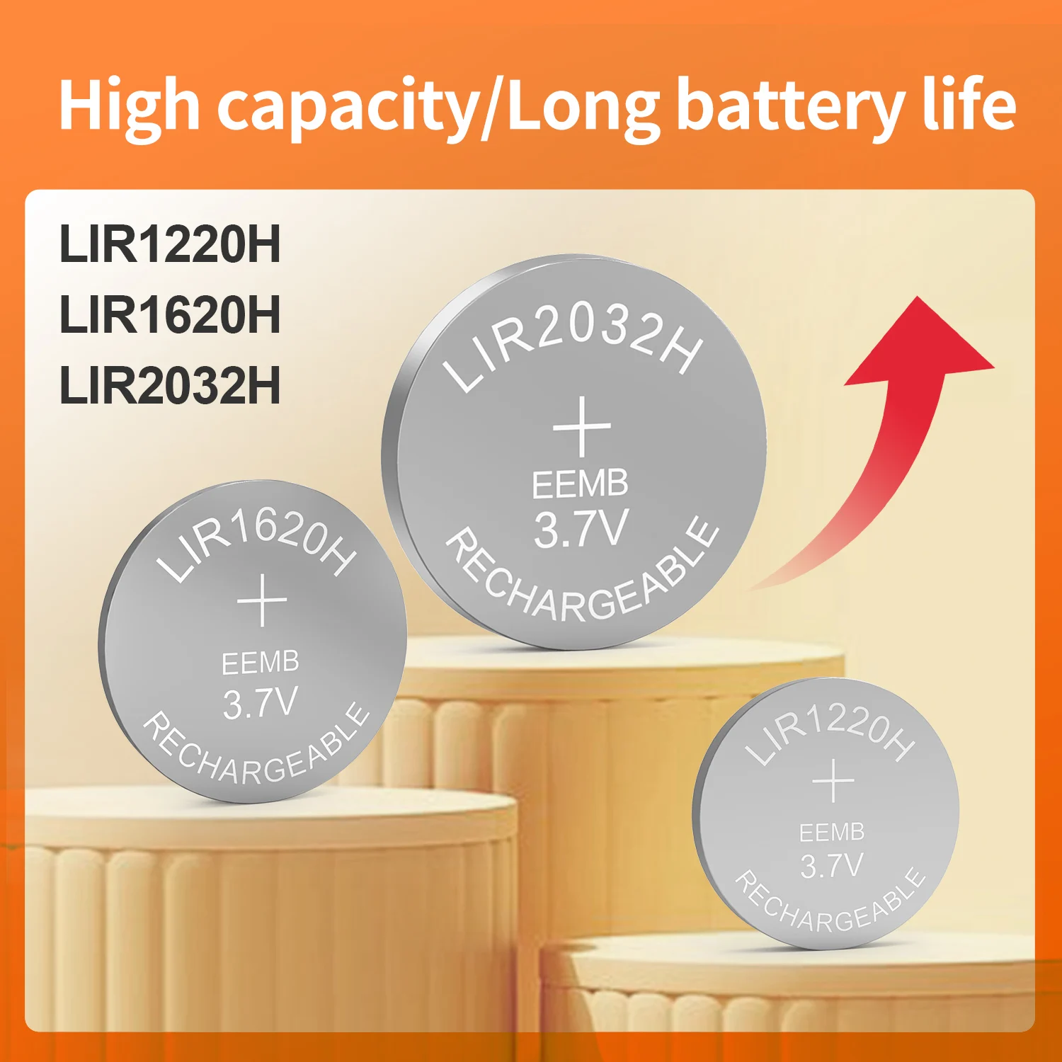 Ersatz-LIR2032H 3,7V Akku LIR1620H LIR1220H Hochleistungs-Wiederaufladbare Knopfzelle für Kabelloses Headset, Smartband