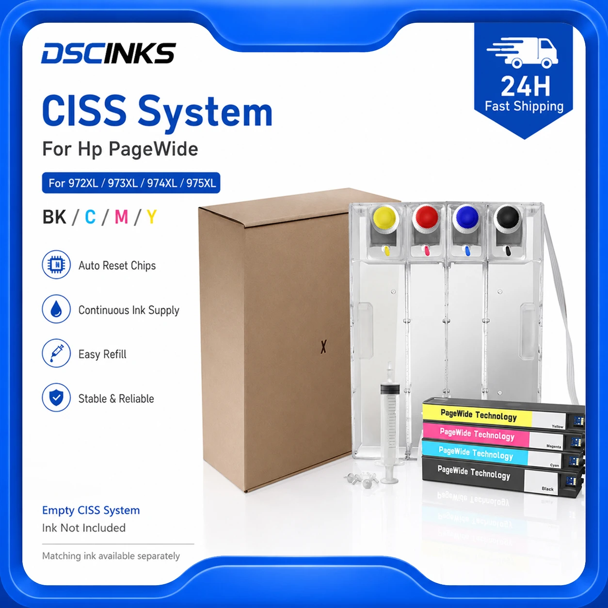 Continuous ink supply system for HP 972 973 974 975 for HP pageWide 452dw 452 477 552 577 P55250dw P57750dw CISS With ARC Chip