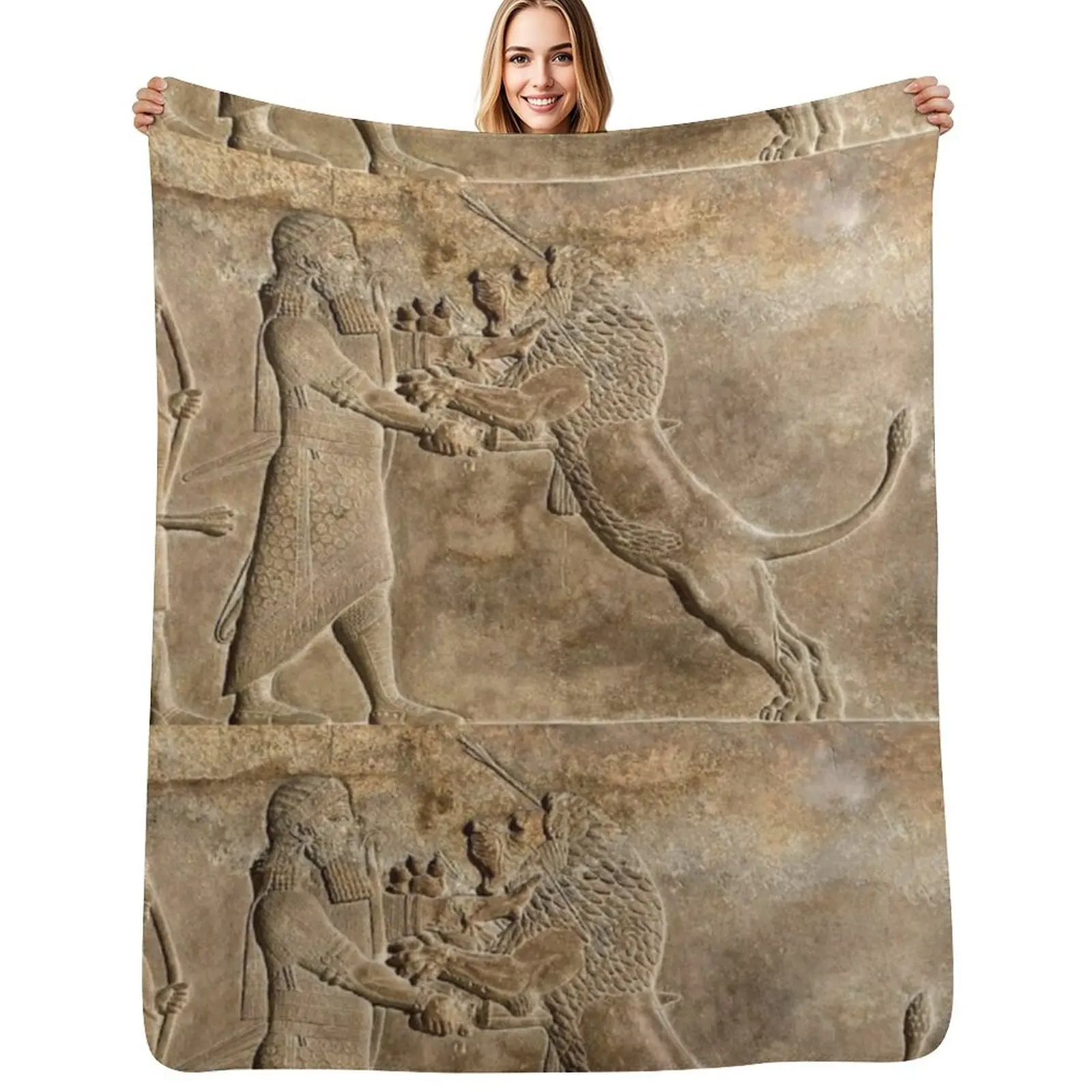 Persian Lion attack Throw Blanket Summer Cool Breathable Blanket for Sleeping