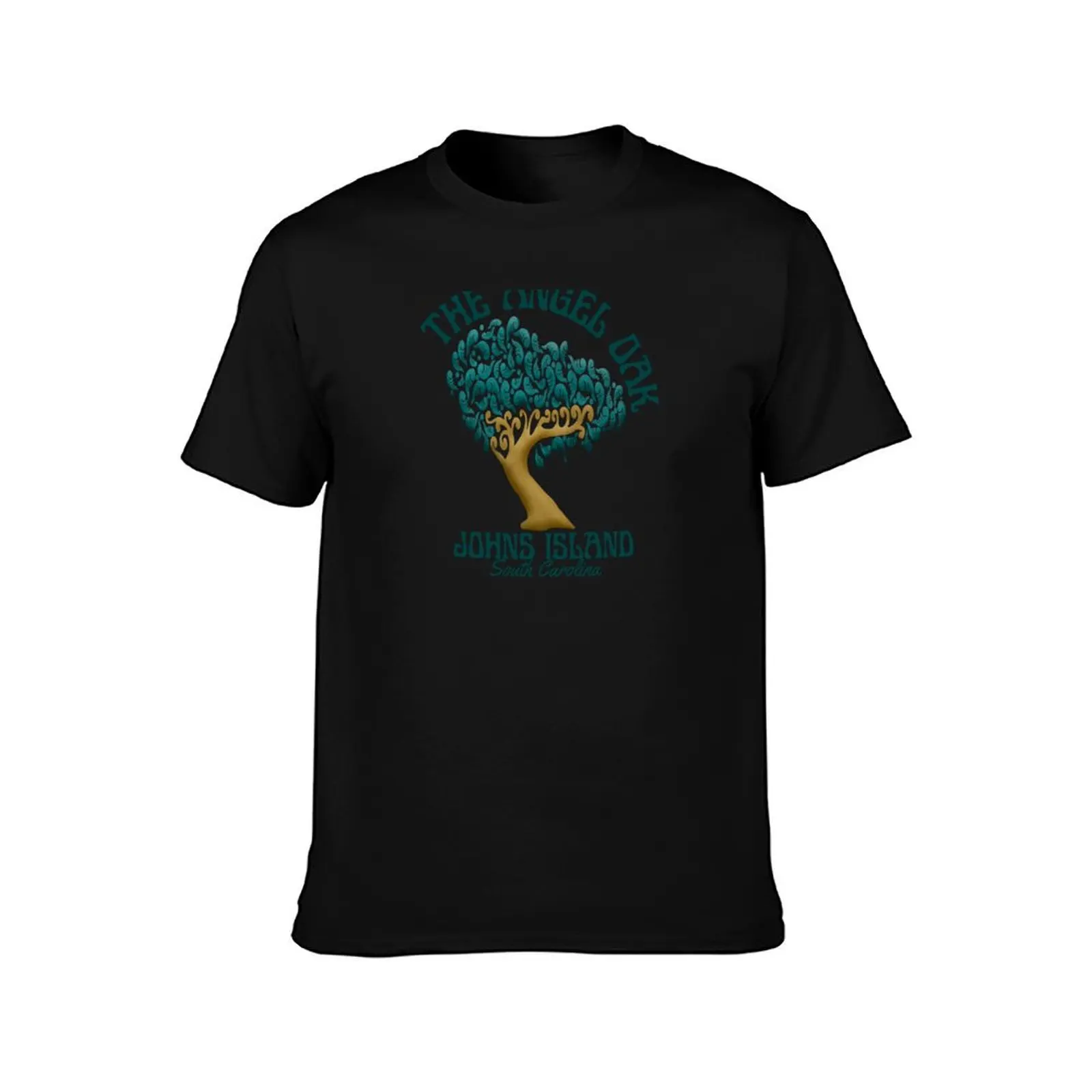 The Angel Oak Johns Island South Carolina, Deep Green Text- Vacation / Beach T-Shirt cute tops shirts men graphic