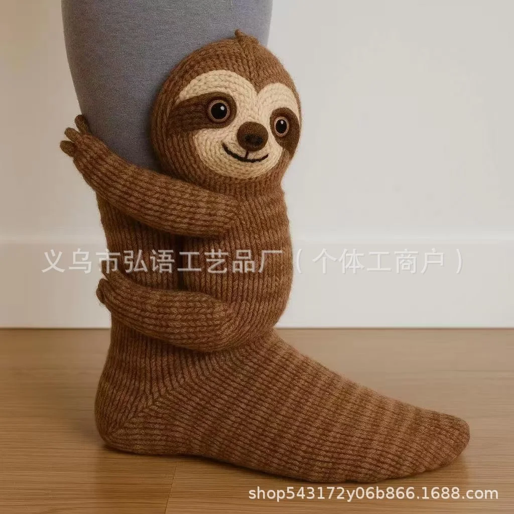 Calcetines de animales de punto 3D, bonitos y acogedores, gruesos y cálidos, orejas 3D para mujeres, adolescentes, niños, hogar, regalo de vacaciones de invierno, medias de Navidad