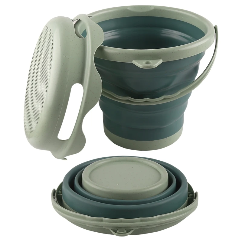 Set di giocattoli da spiaggia 4 pezzi nuovo stile 4 in 1 Secchio pieghevole, pala e rastrelloPioli da trasportare e catturare i giocattoli del secchio marino.2025