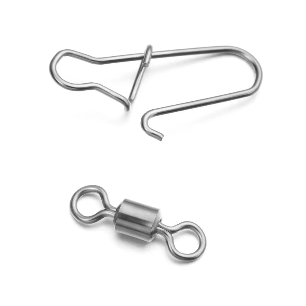 25 Stück Angel zubehör Acht-Ring-Stecker Edelstahl Snap Fishhook Wirbel Tackle für Haken Angeln