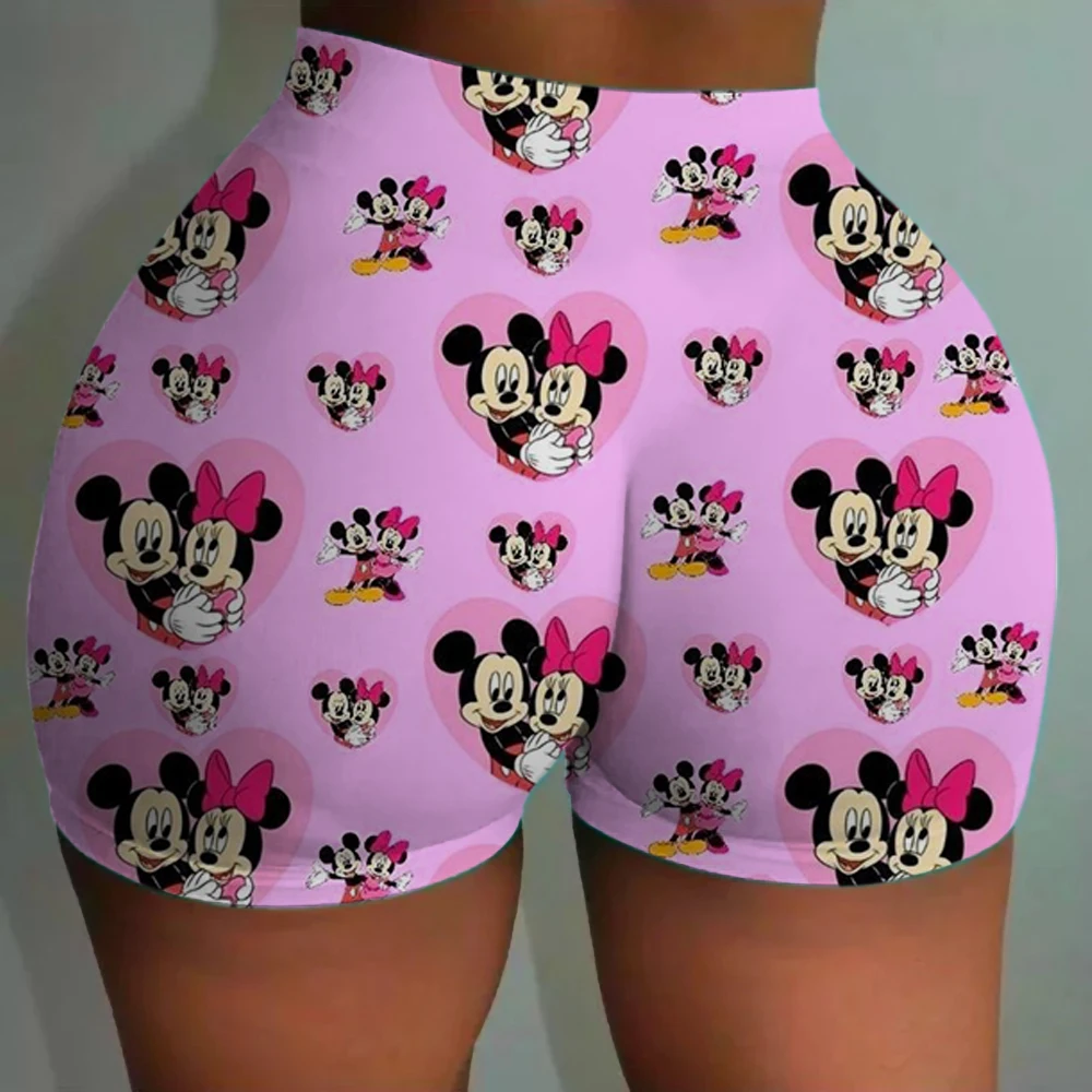 ديزني ميكي ماوس طباعة اليوغا السراويل السراويل النساء رفع السراويل الرياضية النساء اللياقة البدنية الجوارب تنفس عالية الخصر الغنيمة السراويل