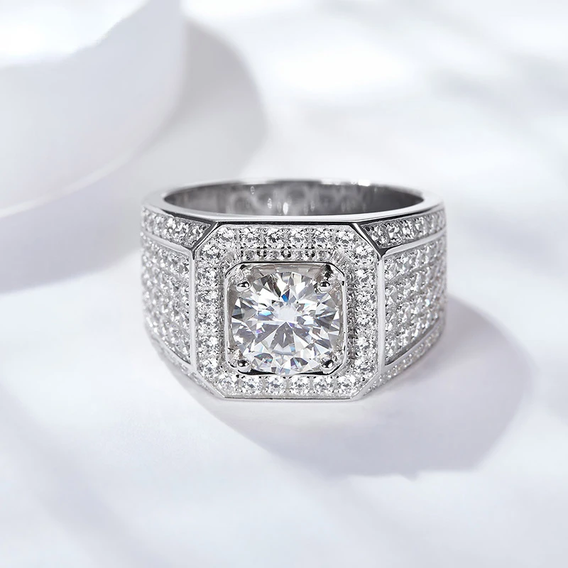 Man Ring Moissanite Diamond 5 Carat DH Color Luxury Engagement Ring S925 Silver Fine Jewelry