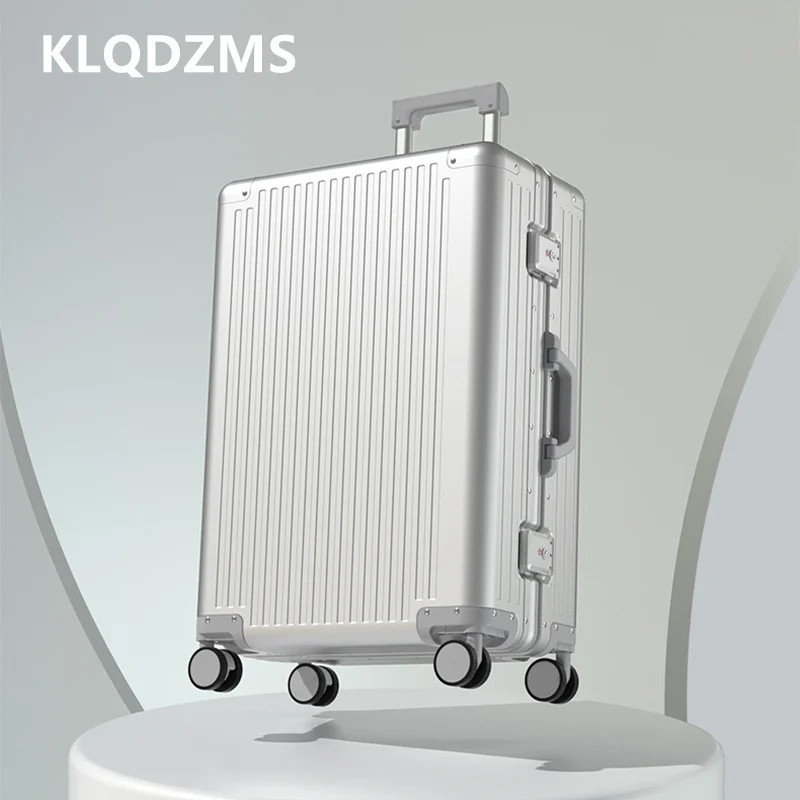 

KLQDZMS чемодан на колесиках 20 дюймов 24 дюйма, полностью алюминиево-магниевый сплав, посадочный ящик, деловой чемодан на колесиках, большой вместительности