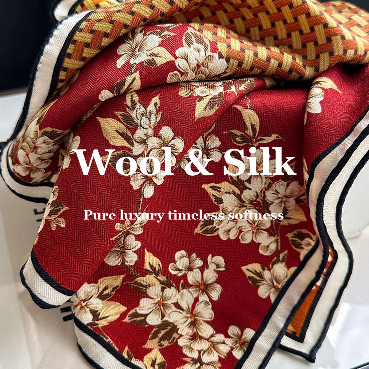 

Шарф женский квадратный 62 см, 82% шерсть, 18% натуральный шелк, модный, люксовый, высококачественный, для головы, хиджаб, шаль, бандана