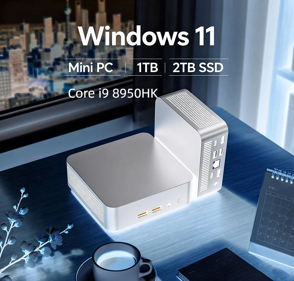 

Core i9 8950HK Mini PC Windows 11 Pro 32GB RAM 1TB/2TB SSD WiFi6 BT5.2 4K HD Study Gaming Office Computer 3 Years Warranty