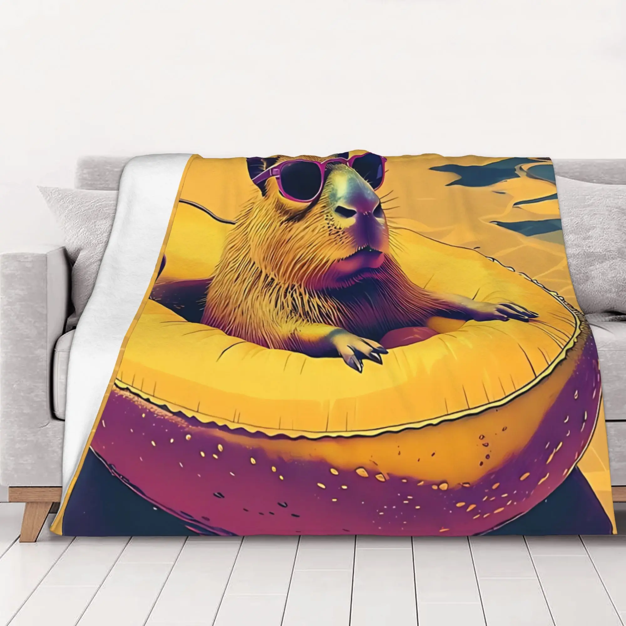 1PC Home Cutecore Chill Guac Splash Capybara Blanket Super Cosy Plush Home Living Room Sofa Halloween