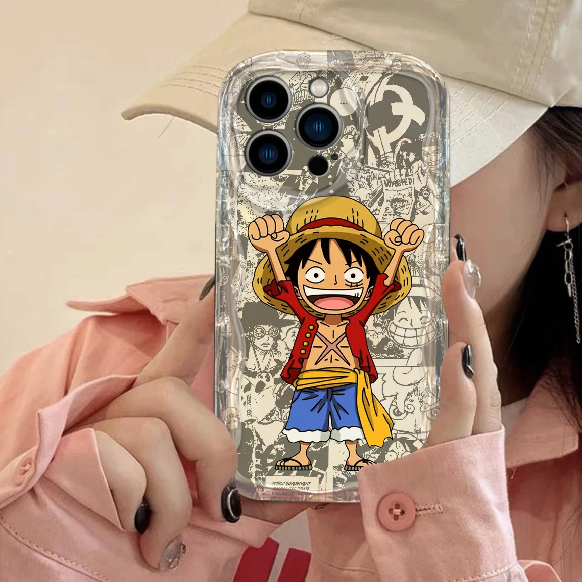 Anime O-One P-Pieces Luffys Cover For Apple iPhone 15 14 13 12 11 XS XR X 7 8 Pro Plus Max Transparent Soft Wave Oil Phone Case