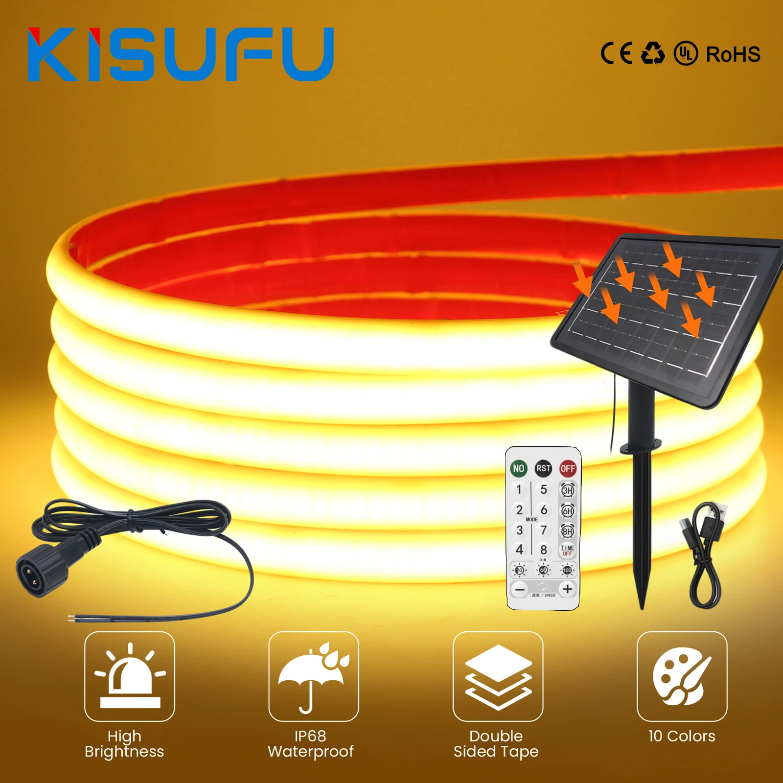bandes-lumineuses-solaires-neon-cob-24v-ip68-avec-panneau-solaire-6w-28w-13w-kit-telecommande-320-led-m-ruban-flexible-lampe-exterieure-10-couleurs