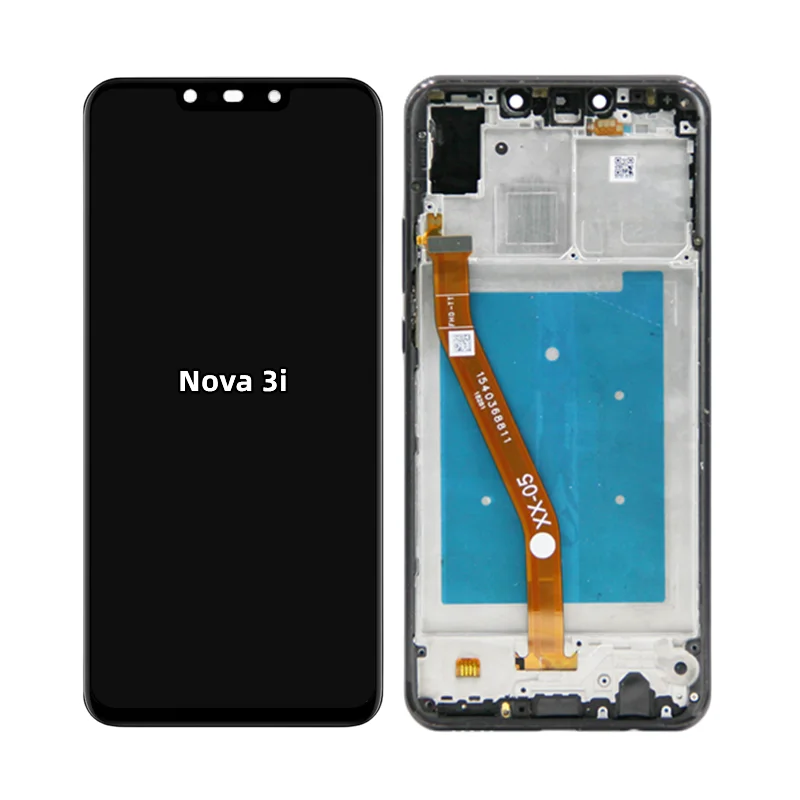 Mobile Phone Display Touch Screen Digitizer Assembly Replacement, Huawei Nova 3i LCD INE-LX1 INE-LX2, Original with Frame