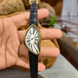 New Luxury Watch Irregular Crash Melting Twist Watch Men's High Quality Genuine Leather Advanced Creative Design Y2K PARIS