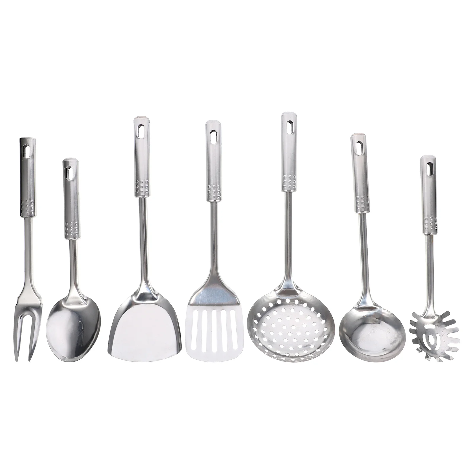 

7Pcs Stainless Steel Kitchen Utensil Set Hanging Hole Design Practical Kitchen Cooking Tools Gadgets Utensil Kit