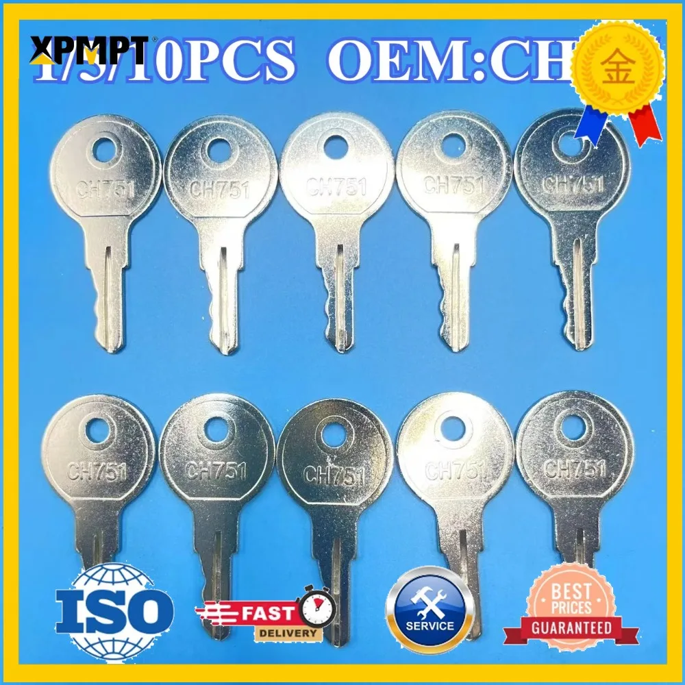 1/5/10 PCS CH751 Copper Key Universal Keys 751CH Key for Elevator Lock Control Cabinet Room Car T-Handles RV Storage Doors