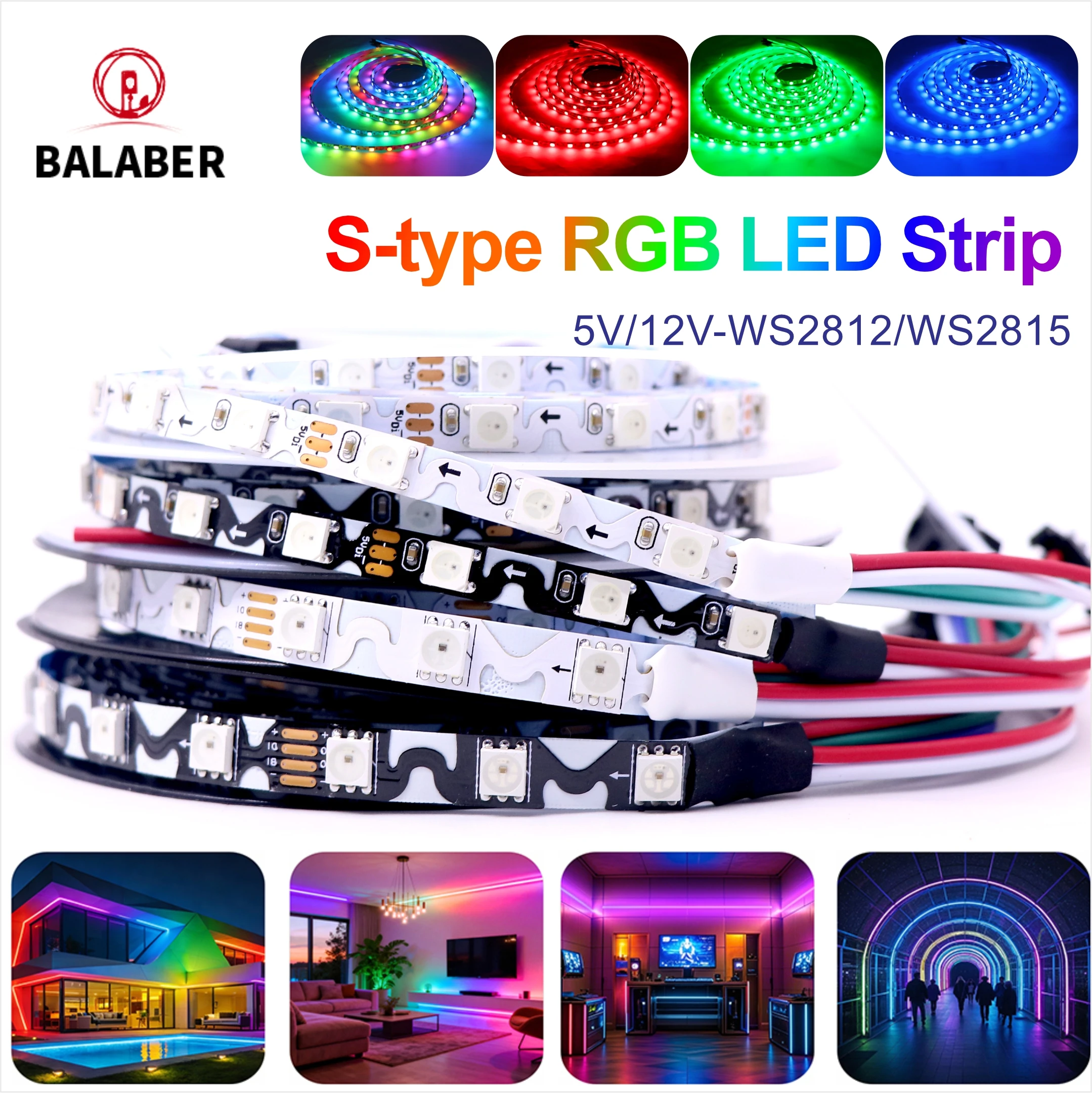S Shape Foldable Led Strip Light for 12V WS2812 5050 RGB Pixels Tap DIY 1m 60leds 6mm PCB Individually Addressable Dream Color