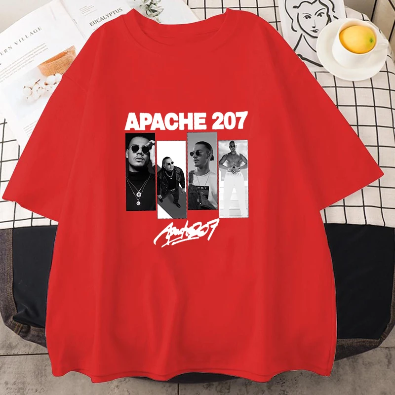 Vintage Apache 207 Portrait Grafik T-Shirt Unisex Deutscher Rap-Musik-Print Übergroßes Kurzarm-Shirt für Männer und Frauen Hip-Hop-Shirts – Detail 4