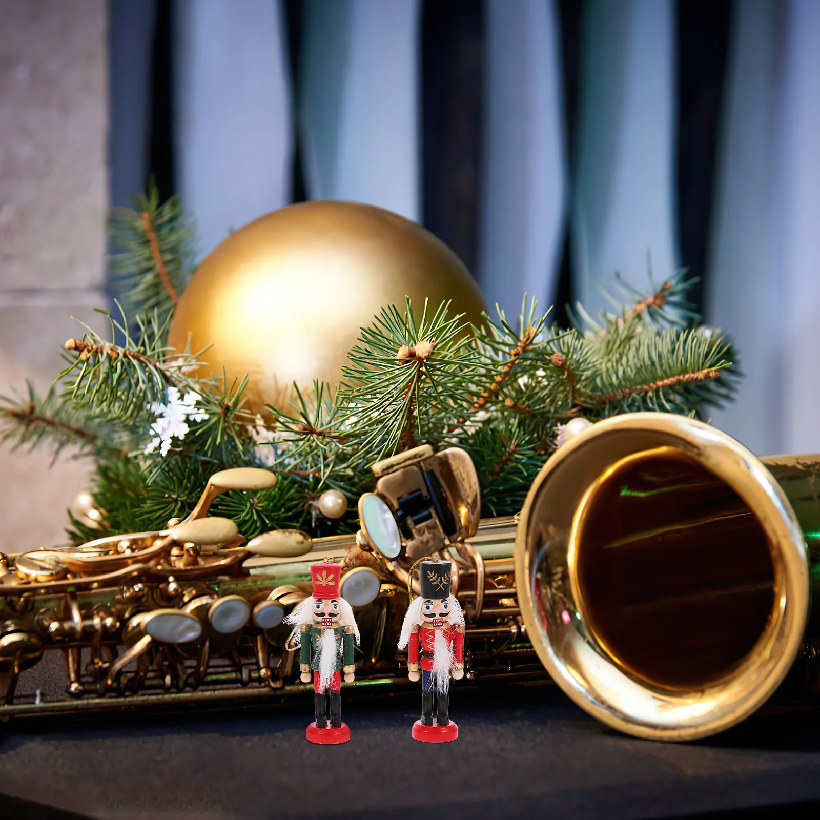 

6Pcs Xmas Wooden Nutcracker Soldier Ornaments Hanging Decorations Small Colored Christmas Tree Decor Holiday Nutcracker