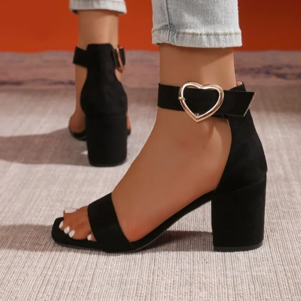 

Лето 2023, новые женские сандалии, модные сандалии, элегантные свадебные туфли на среднем высоком каблуке, свадебные сандалии больших размеров с пряжкой и ремешком