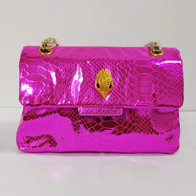 2023 Hot Serpentine Shiny Pattern Mirror Handbag Bright Colors Eagle Metal On The Front Flap Women Purse Cross Body Shoulder Bag