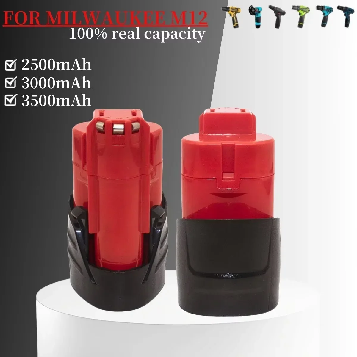 Suitable for 12V Miliwukee battery 2.5Ah/3Ah/3.5Ah M12 XC-24 1048-11-2420-2411 12V cordless tool battery compatibility GOOD