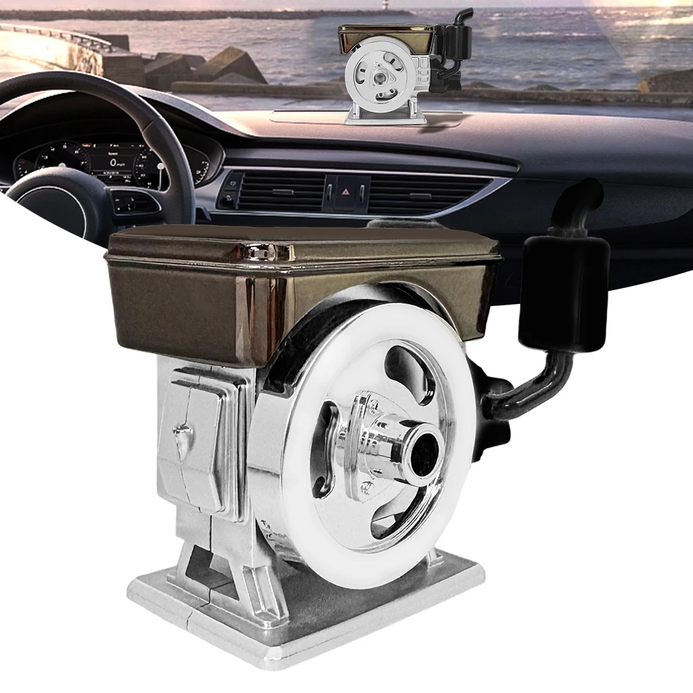 Solar Powered Car Air Freshener Diffuser Vintage Engine Style with Automatic Rotation for Efficient Purification