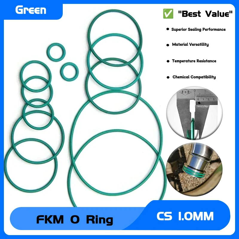 

10/50pcs CS 1mm OD 4~30mm Insulation High Temperature Resistance Fluorine Rubber Rings Sealing Gasket Green FKM O Ring