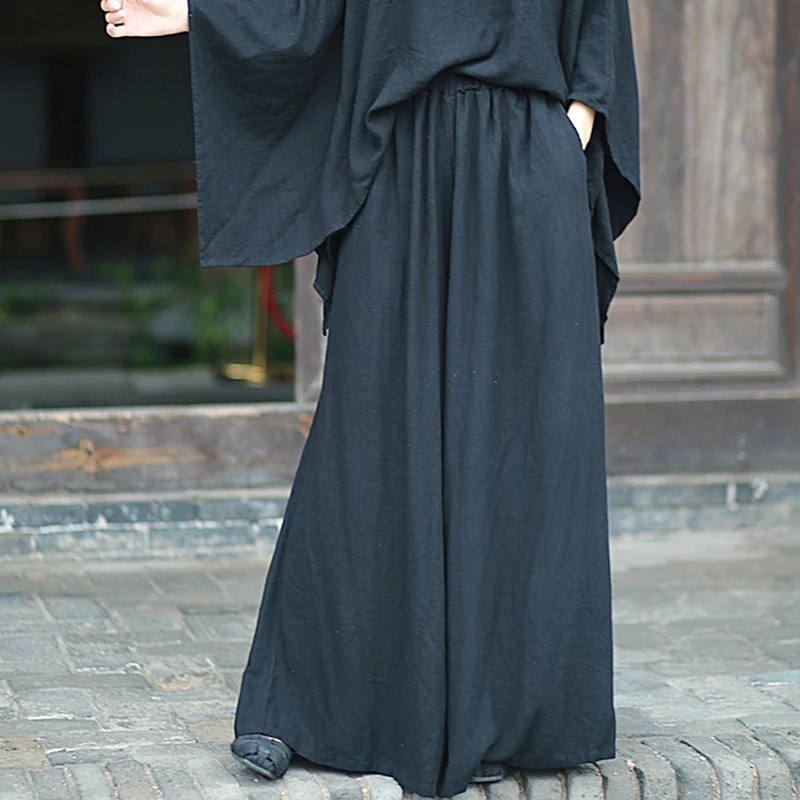 

High Waist Wide Leg Pants Women New Arrival 2025 Spring Vintage Style Solid Color Loose Female Cotton Linen Casual Trousers T587