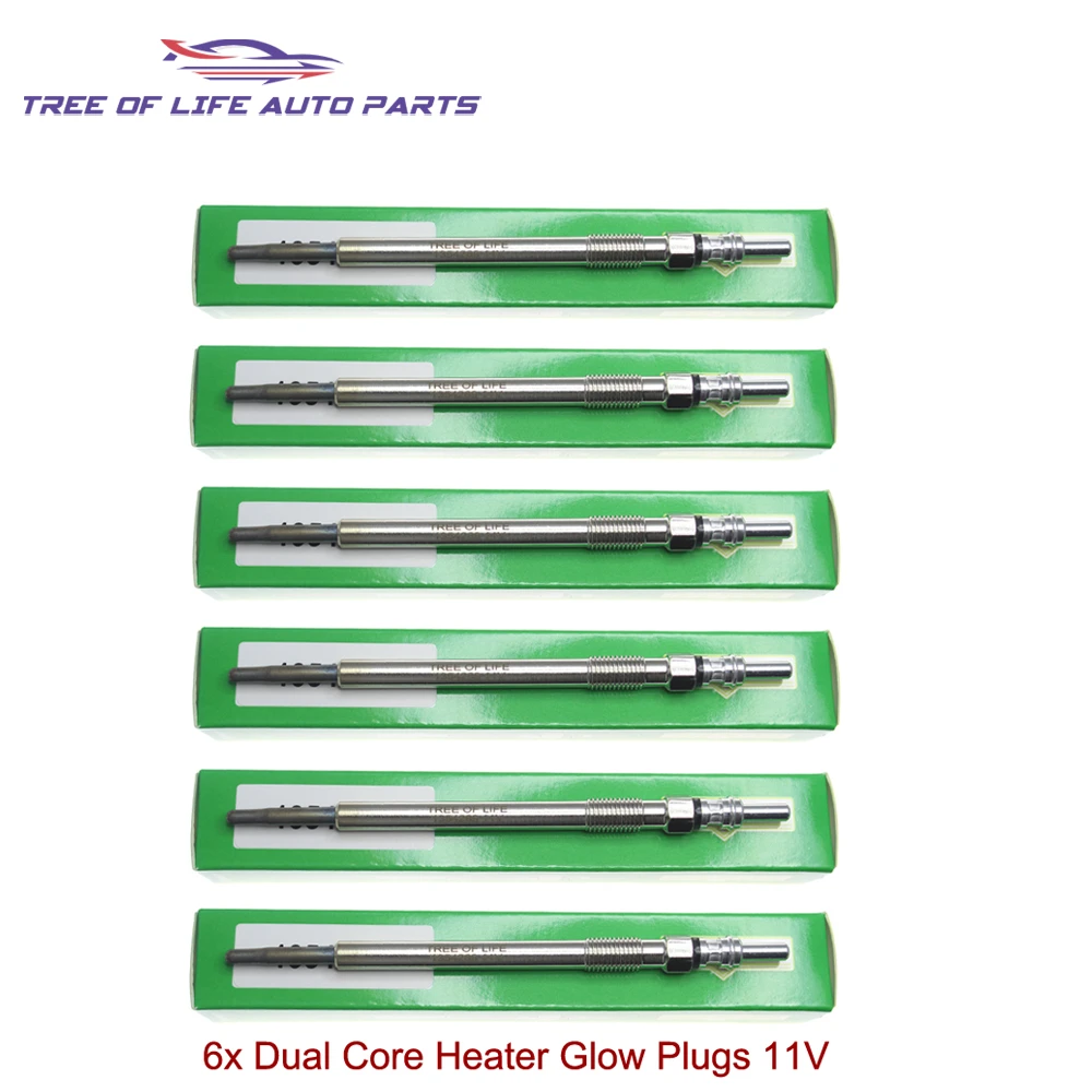 

6x Dual Core Glow Plugs 11V For Jaguar S-Type XF X250 XJ X350 Land Rover Range Rover L320 2.7 TDV6 JD61604 JDE3926 02JD61604