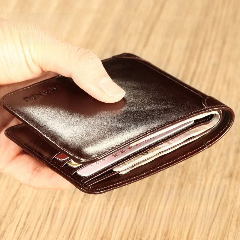 

Mandu Men's ort Thiened Top Layer Cowhide Leather Wallet Busin Youth Horizontal Multi-Card Driver's License Genuine Le...