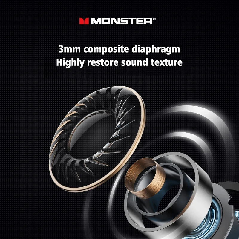 Monster Original XKT16 Noise Reduction Bluetooth 5.3 Earbuds Sport Gamer Headphones HIFI Sound TWS Wireless Earphones With Mic