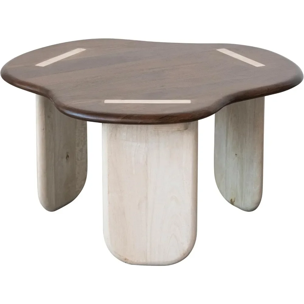 Walnut Mango Wood Organic Shaped Coffee Table - Unique Home Decor