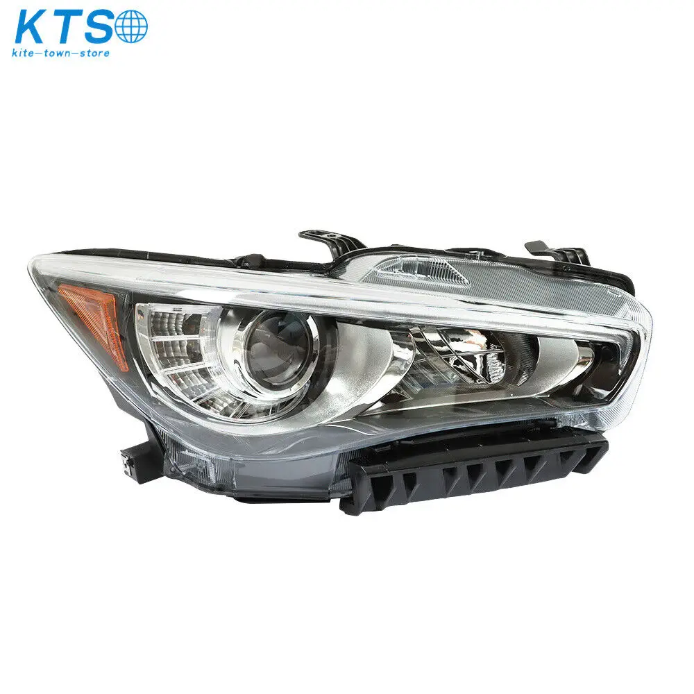 For 2014-2022 Infiniti Q50 Headlight LED Chrome w/o AFS RH Passenger Right Side