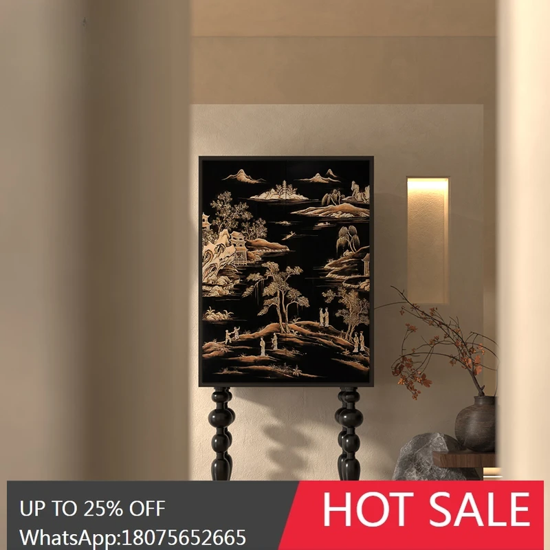 

MJY Chinese style solid wood decoration living room storage integrated multi-functional tall cabinet