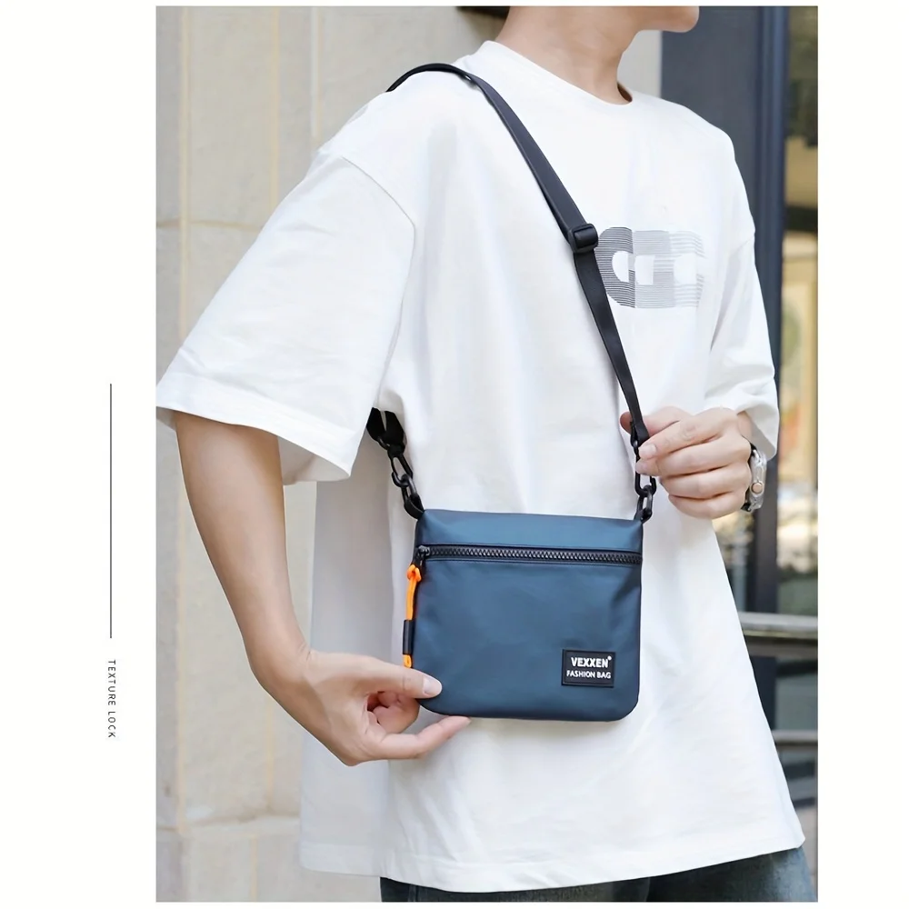 Neue mehrschichtige Unisex-Umhängetasche mit Reißverschluss, lässige Crossbody-Tasche, trendiger Herrenrucksack, wasserabweisend – Detail 8