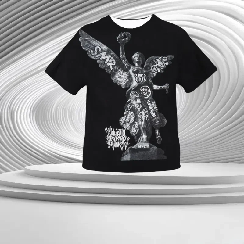 

2025 New Moto Quick-drying Mexican Trendy Brand Short-sleeved T-shirt Angel Breathable and Comfortable Men's Short Sleeves