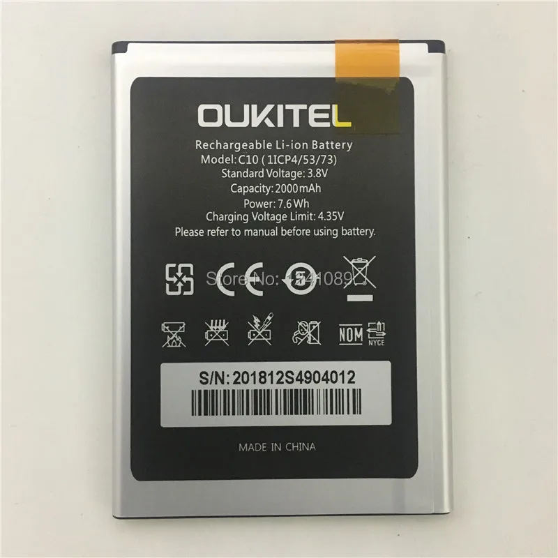 

2 pieces / lot for OUKITEL C10 battery 2000mAh 5.0inch MTK6580 1+8G Long standby time OUKITEL Mobile Accessories