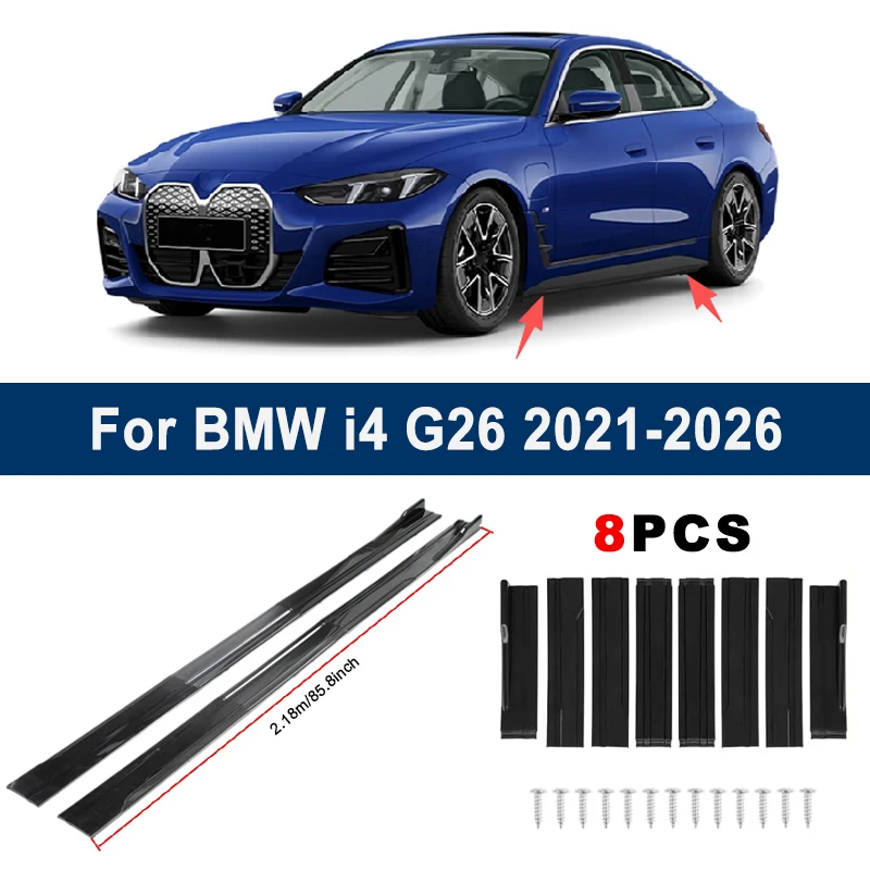 

2.18m Sectional Side Skirt Extension Lips For BMW i4 G26 2021-2026 - Racing Side Spoiler Car Modified Body Kit Accessories