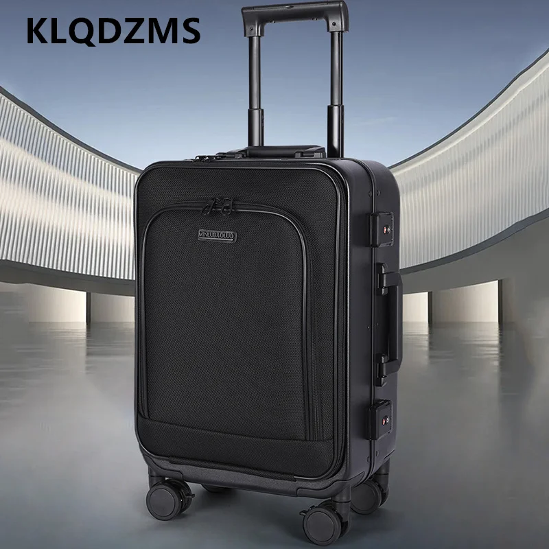KLQDZMS Women's luggage zipper boarding box thickened aluminum frame trolley case 20 