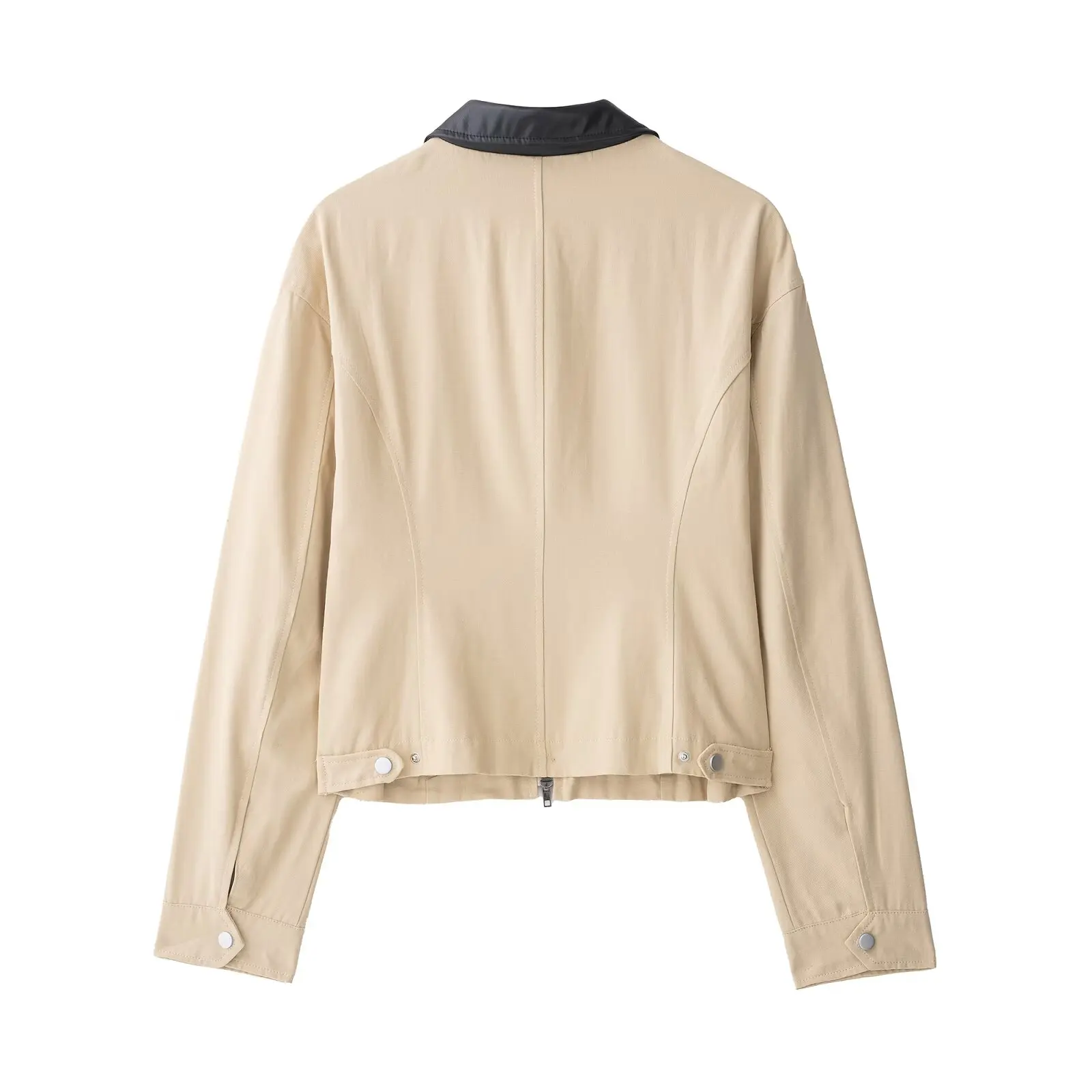 JNLEAOG 秋の新作レディースファションスリムフィットジャケットジッパーウエストシンチングシンプルスリムウエストハイライトコート